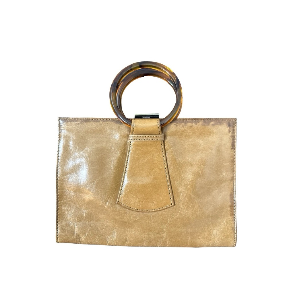 Vtg 90s Y2K Leather LUCITE Butterscotch Handle HOBO INTERNATIONAL Handbag PURSE
